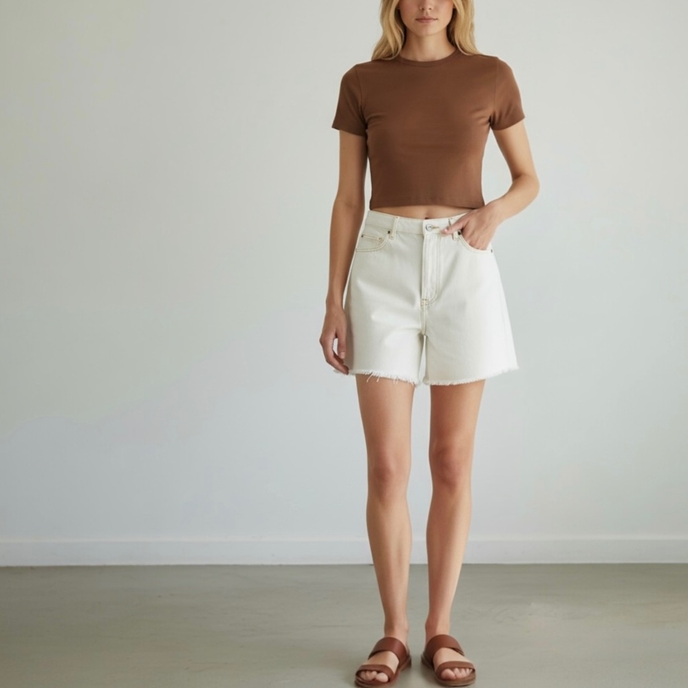The Great Shorts The Easy Cut Off Short in White Distressed Wash Size 28